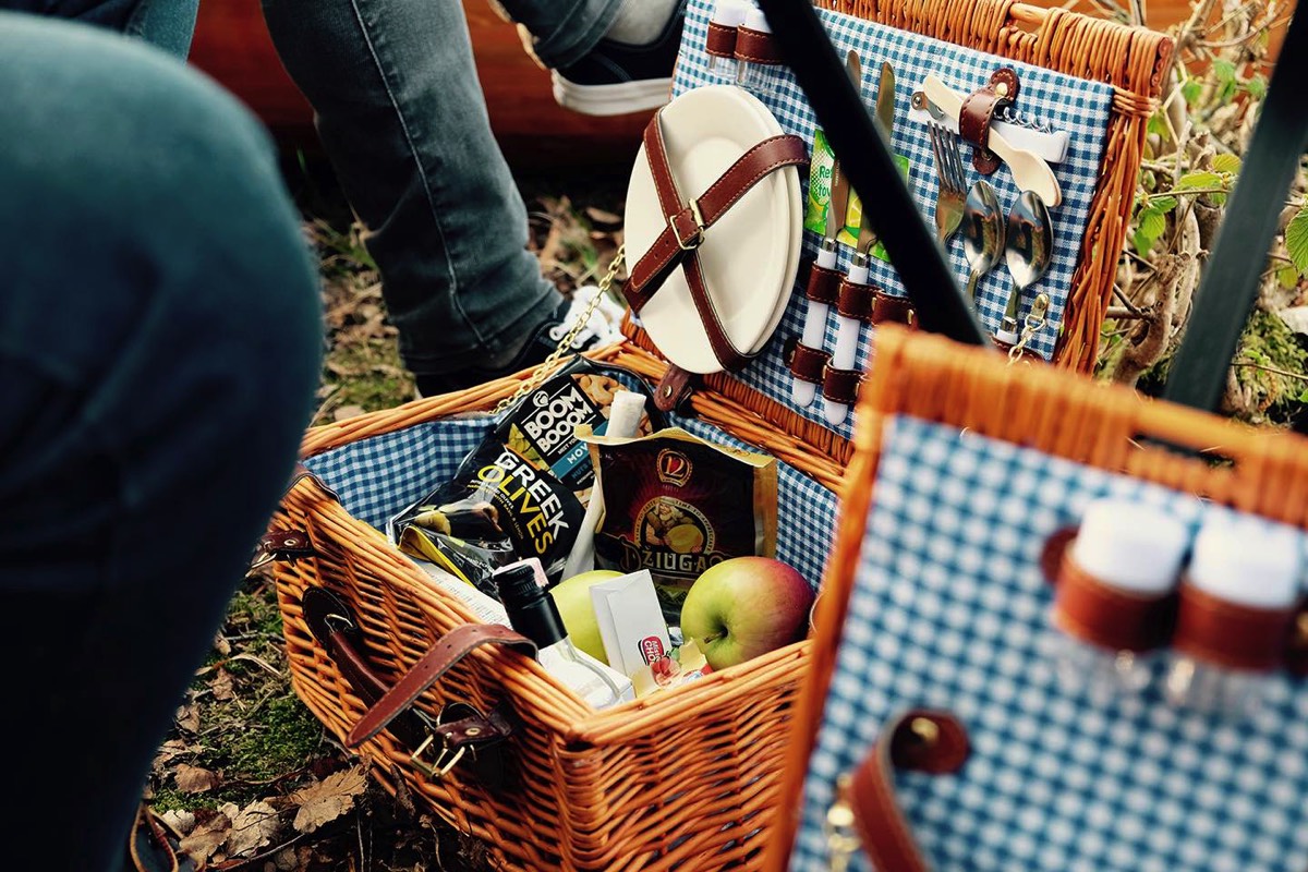 picnic basket full of snacks