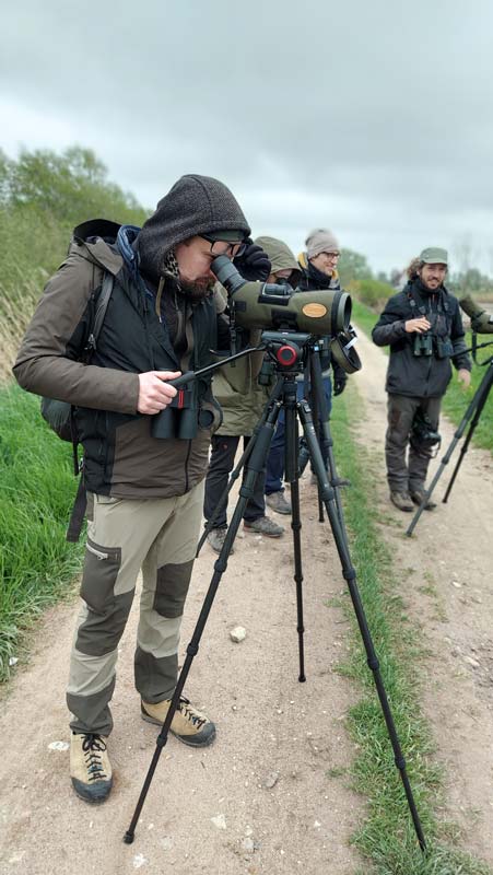 Birdwatcher looking throug a scope during a tour